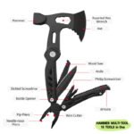 15 in 1 survival tool with hammer & axe – essential camping & hiking gear
