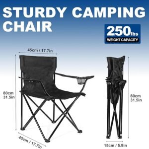 2 pack lightweight camping chairs for adults & teens