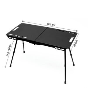 portable foldable igt table | lightweight aluminum alloy tactical camping bbq table | black