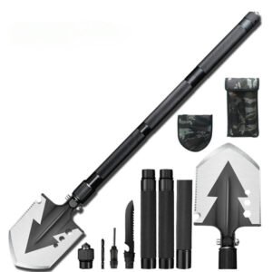 folding shovel tool – manganese steel tactical gear for camping & car use