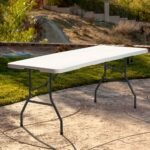 6ft picnic table folding table camping table plastic table fold up table lock for party event,white