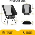 aluminum camping chair with storage bag, 400lb capacity, roomier & compact folding chairs for adults, lightweight & portable for backpacking, camping, fishing, hiking